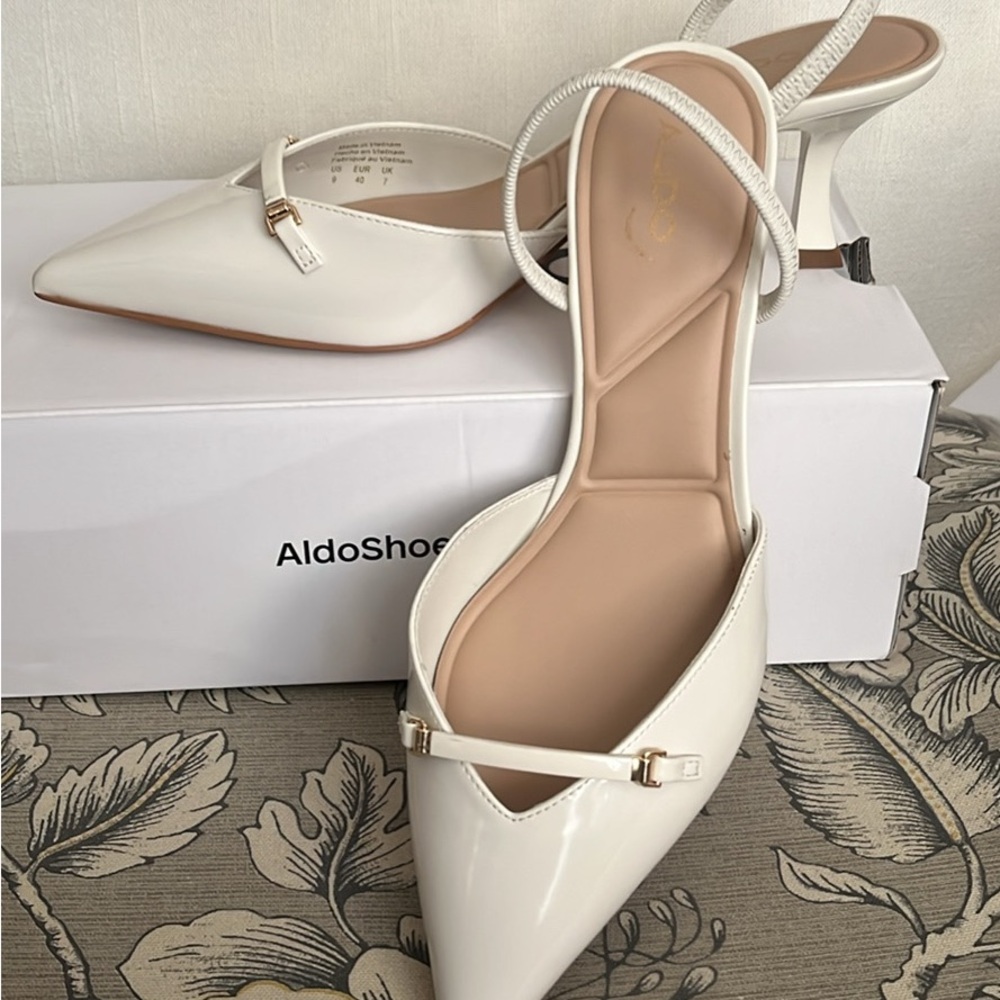 Aldo Cream Pointed Slingback Heels